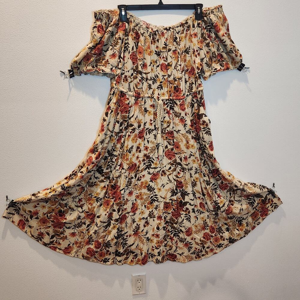 Torrid 2X Plus Size Floral Romantic Cottagecore Off Shoulder Rayon Dress